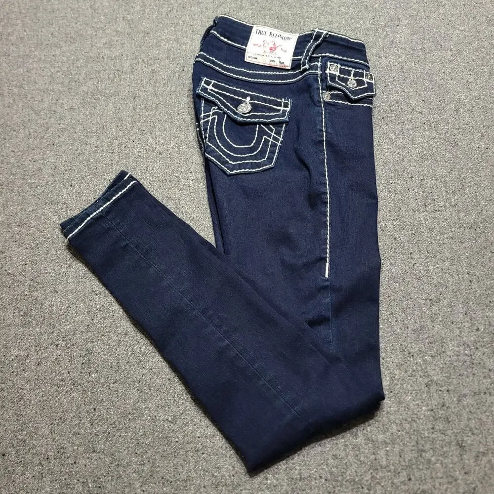 True Religion Jeans Women 25 Blue Jennie Curvy Skinny Chunky Stitch Streetwear